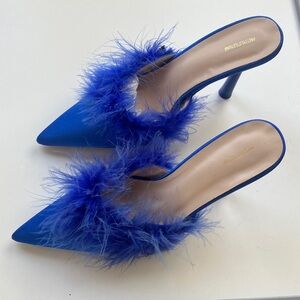PrettyLittleThing Cobalt Blue Feather Heels